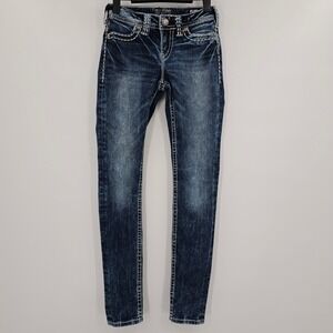 Silver Jeans Co Suki Mid Super Skinny Dark Wash Thick Stitch Jeans W26 L31